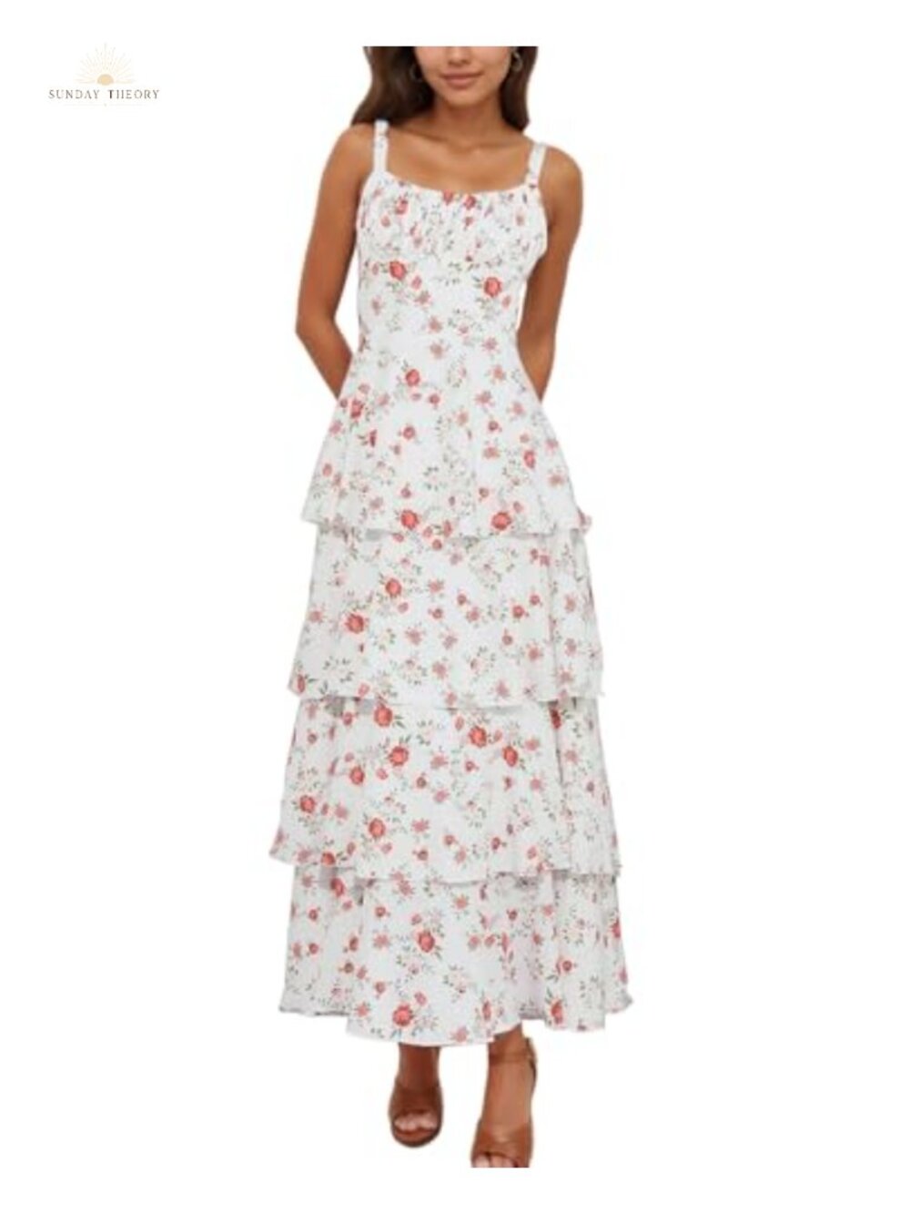 Tiered Ruffle Maxi Dress Spaghetti Strap Square Neck Summer Sundress